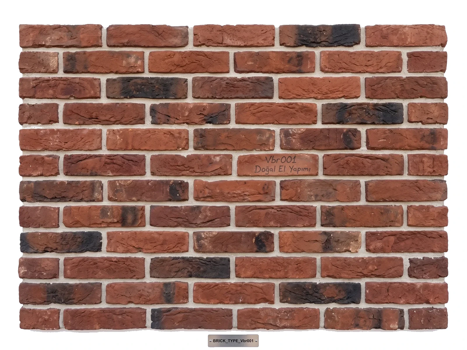 VBR-001 Doğal El Yapımı Tuğla Kaplama, 6.5x21.5x1.8, dokulu yüzey