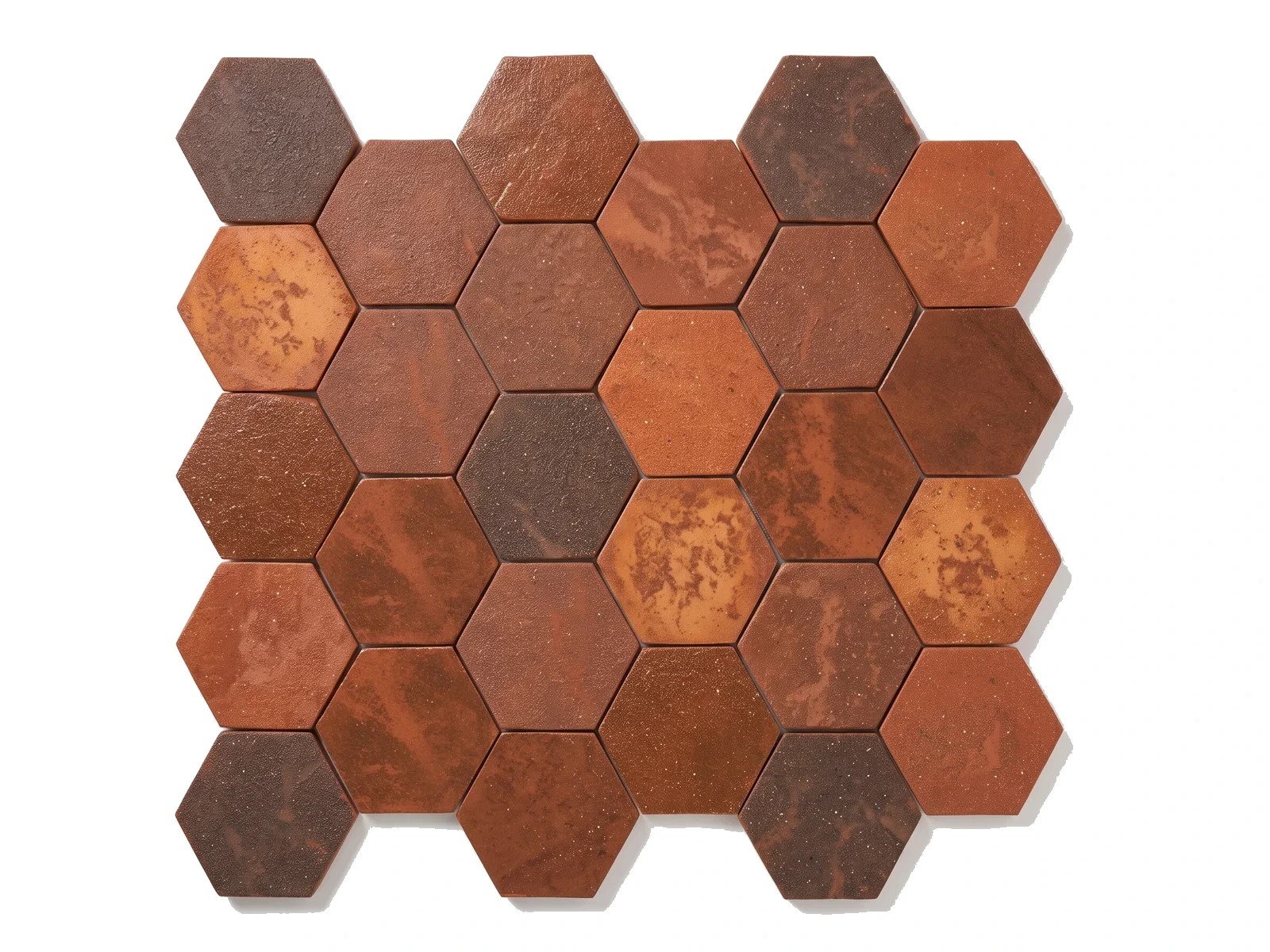 Harman Renkli Altıgen Terrakota Karo, 7x7, dokulu yüzey